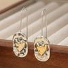 YOYO Women's Heart-Shaped Earrings - White Golden-Plated Bohemian Retro Oval Frame with Glossy Finish, Dark Night Romantic Jewelry for Everyday & Part