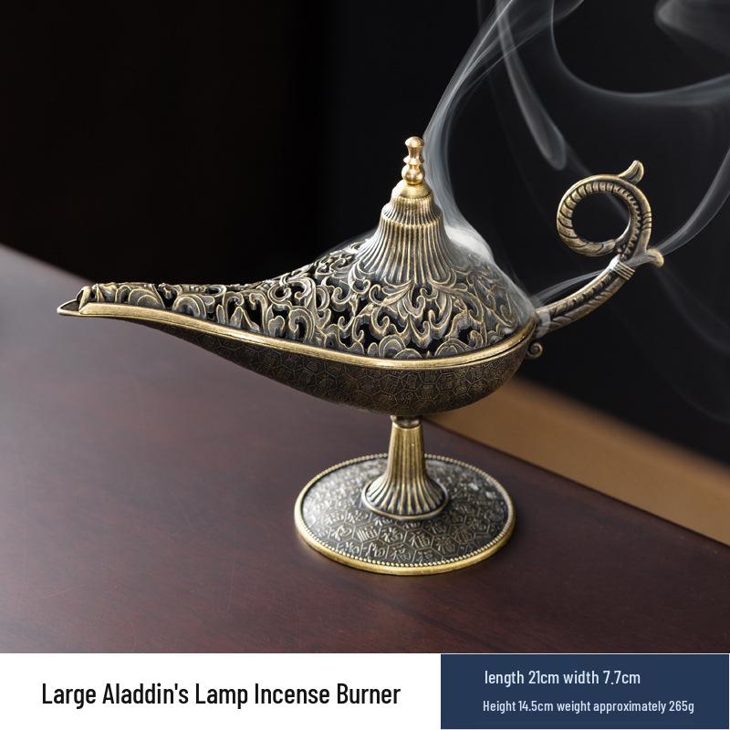 Aladdin's Lamp Incense Burner - Retro Cloud Pattern, Agarwood, Sandalwood, Indoor Ornament.