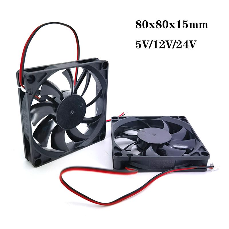 DC 5V 12V 24V 8015 8cm 80mm fan 80x80x15mm 2pin xh 2.54 cooling fan sleeve for router chassis power supply for 3D printer