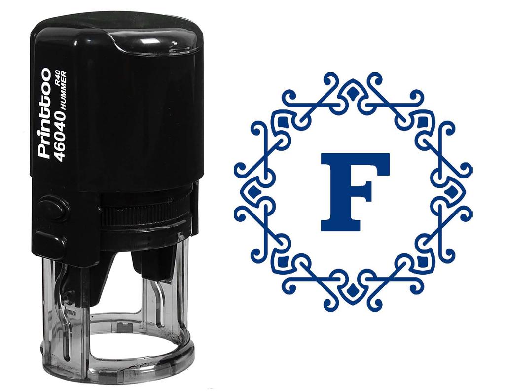 Printtoo Офисная стационарная восьмиугольная кельтская вихревая рамка F Alphabet Monogram R-40 Self Inking Rubber