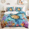 Three-Piece 3D Quilt Cover, Sea Turtle Marine Life Kit, Bedding