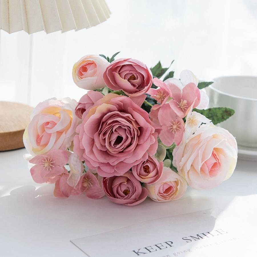 Artificial Flowers High Quality Silk Rose Valentine Wreath Home Room Yard Brial Bouquet Accessory Wedding Outdoor Decor Diy Gift