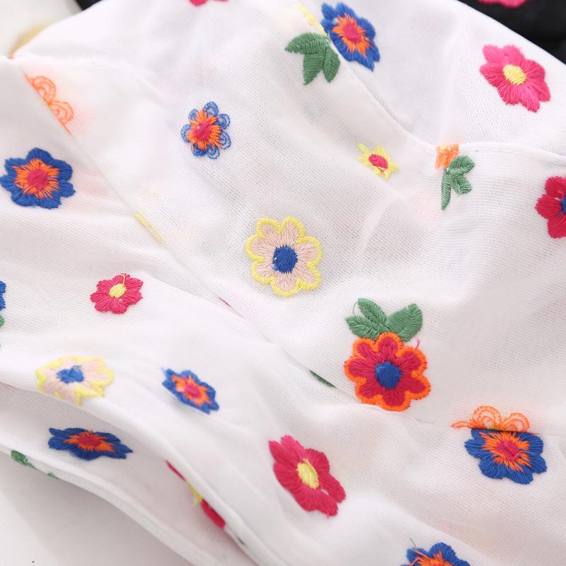 Женская летняя тонкая кружевная шляпа-ведро с милой красочной вышивкой из маленьких цветов, солнцезащитная регулируемая кепка для рыбалки