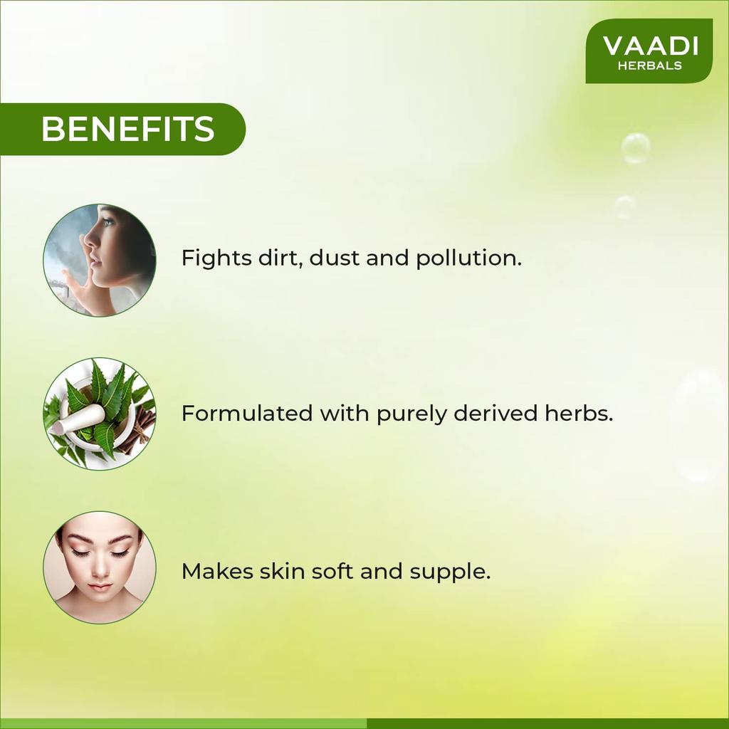 Vaadi Herbals Alluring Neem Tulsi Soap With Vitamin E & Tea Tree Oil Natural Cleansing Bath Bar 75 g X Pack Of 6
