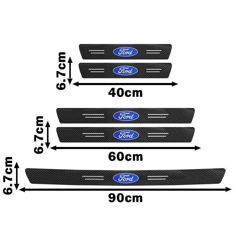 Emblem Carbon Fiber Decal Car Door Sill Protection 3D Sticker Accessory For Ford F150 Focus Ranger Fiesta Transit Mustang Mondeo