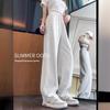 American-style banana pants for women, summer thin version, 2026 new model, sporty casual narrow-fit drapey wide-leg straight pants for women, trendy