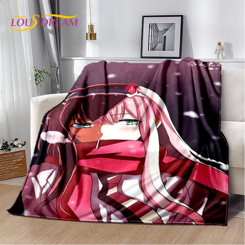 Zero Two DARLING In The FRANXX Soft Plush Blanket,Flannel Blanket Throw Blanket for Living Room Bedroom Bed Sofa Picnic Cover 3D