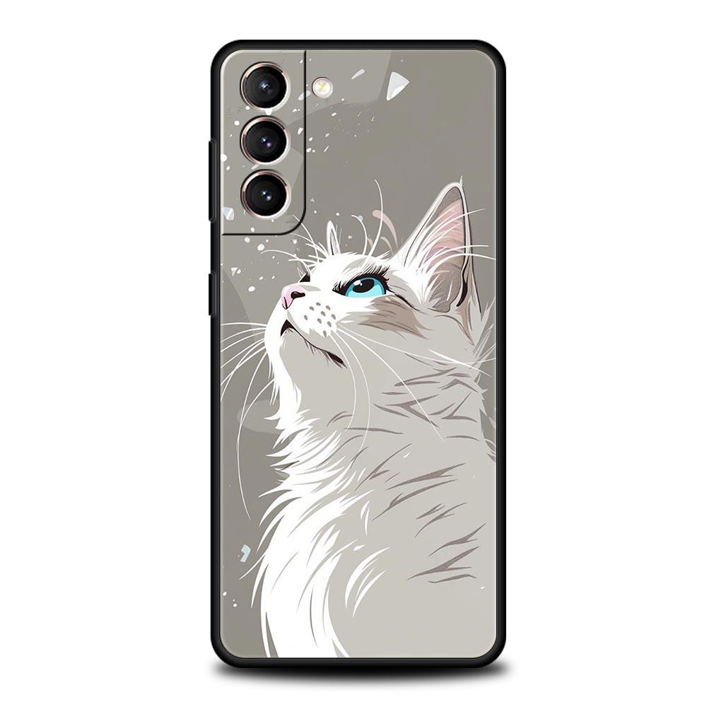 Чехол для телефона 'Повседневная жизнь милых кошек' Для Samsung Galaxy S26 Ultra S25 Plus S24 FE S23 S22 5G S21 S20 Черный Мягкий