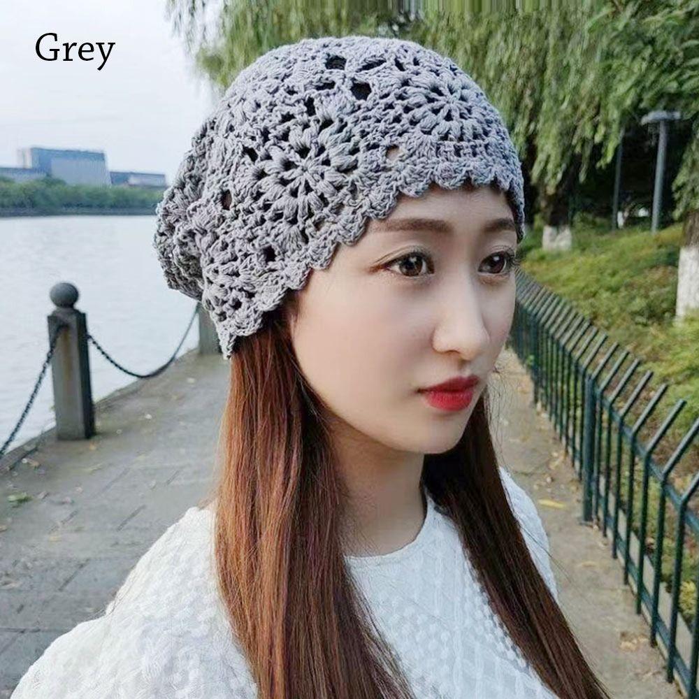 Выдолбленная вязаная шапка с цветами, солнцезащитный козырек, дышащая женская шапка с черепами