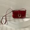 Yogodlns Women Fashion Crossbody Bag Red Vintage Saddle Small Patent Leather Shoulder Bag Luxury Design Ladies Trend Flap Handbags