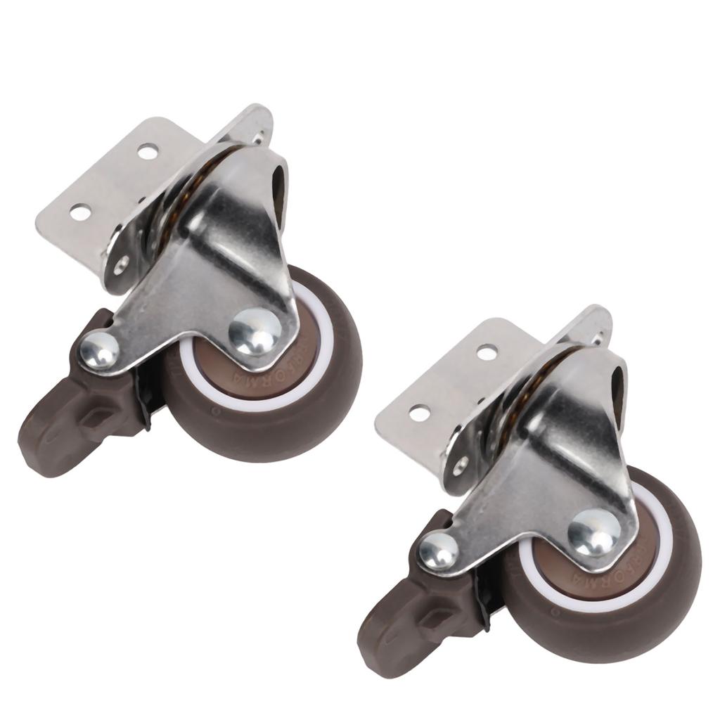 2pcs Caster Wheels Low Noise 360 Degrees Rotating TPE Rubber Dustproof Casters with Brake for Furniture