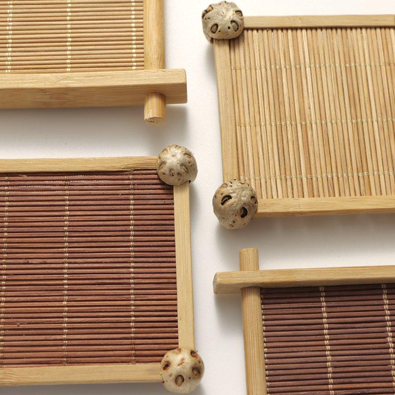 Well-shaped cup holder bamboo tea cup mat insulation mat tea set tea ceremony parts jewelry display display photography props(Bamboo)