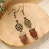 Handmade Original Plant Fruit Earrings Retro Acorn Wooden Earrings Women's Literary Dried Fruit Earrings
