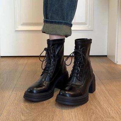 Бежевые ботильоны на высоком каблуке женские осенне-зимние ботинки 2025 новые популярные высокие съемные двухвариантные тонкие ботинки