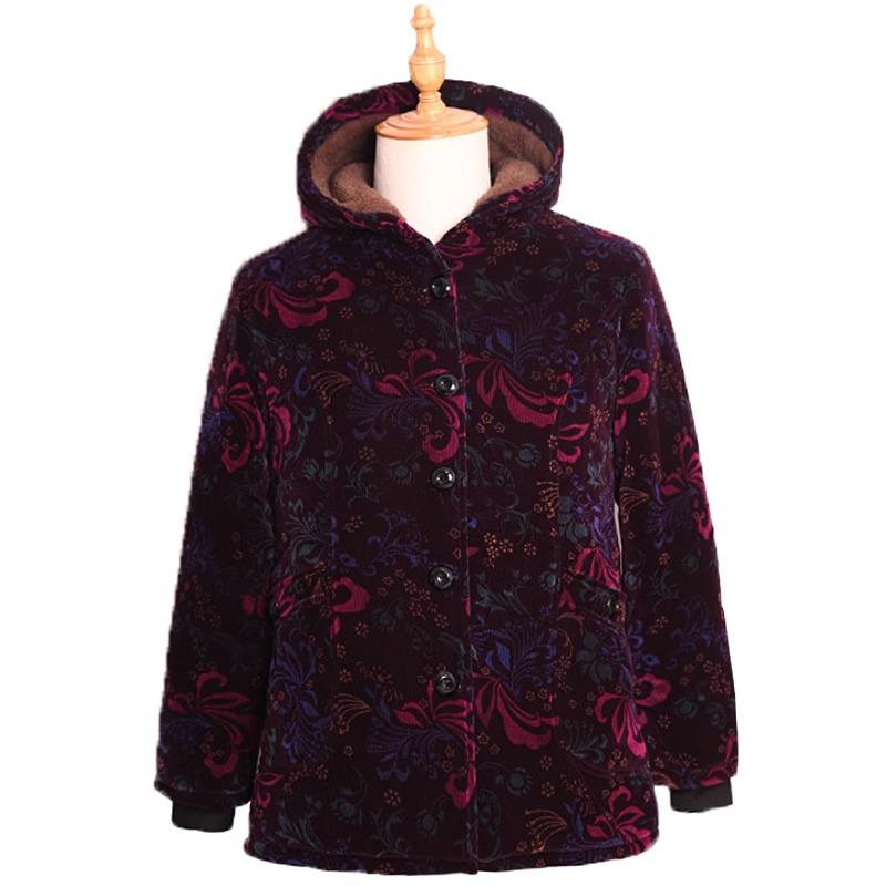 Grandma's Plus Velvet Winter Coat: Thick Cotton Jacket for Middle-Aged & Elderly Women (60-70 Years)
