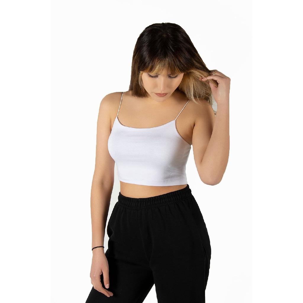 2-pack Women Black-white Rope Strap Cotton Crop Top Bustier Blouse Singlet