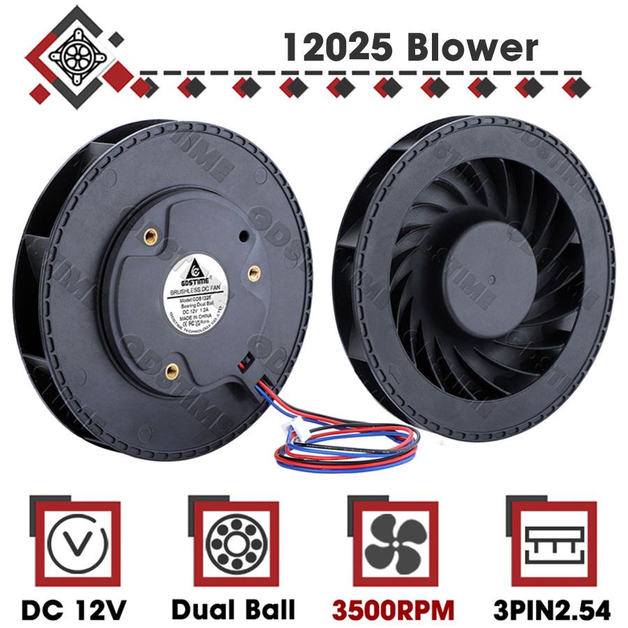 1Pcs Gdstime DC 12V Fan 100mm 100mmx100mmx25mm New Centrifugal Turbo Cooler Fan 10cm 100x25mm Dual Ball Turbo Blower Fan