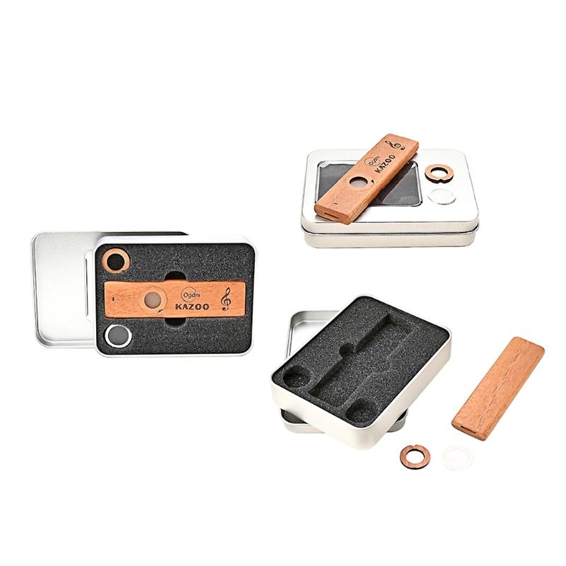 Mini Wooden Kazoo With Metal Box Guitar Ukulele Accompaniment Orff Instruments Flute Harmonicas For Music Lovers