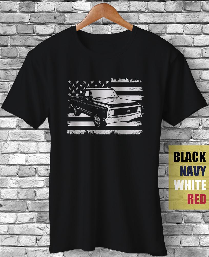 C10 Nation Chevy Американский Флаг США Винтажный Грузовик Автомобиль Двигатель Забавная Подарочная Футболка Унисекс Футболка