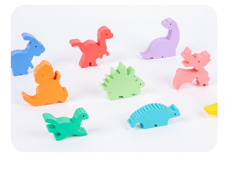 Dinosaur Balance Boat: Wooden Stacking Blocks for Early Learning & Intellectual Development