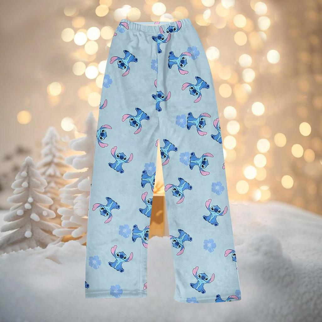 Women's  Winter Pants Full Length Long Trousers Christmas Printed Flannel Pants