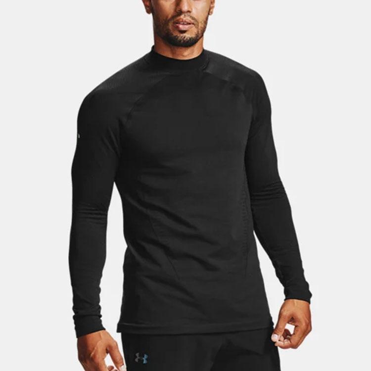 Under Armour Футболка с высоким воротником для тренировок, фитнеса и спорта, мужские топы, черная 1356607-001