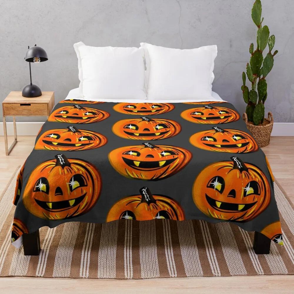 Halloween Flannel Throw Blanket Cute Pumpkin Ghost Bat King Queen Full Size Lightweight Super Soft Warm For Sofa Couch Bed Decor