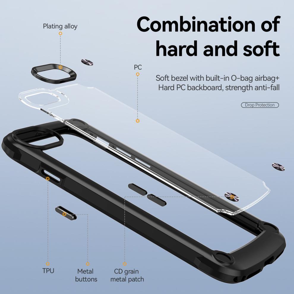 (Black) Simple Phone Case For iPhone15 14 13 12 11 7 8 Plus Pro Max with Wireless Charging