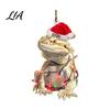 Festive Window Hanging Ornaments Christmas Animal with Lanyard, Cute Double Sided Pendant 2026 Tree Santa Hat, 2D Flat Acrylic Sign for Holiday