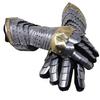 Medieval Halloween Costume Hinged Gauntlets with Inserts Brass Work Silver