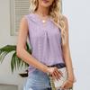 New Summer Women's V-Neck Vest Hole Hollow Sleeveless Pleated Top