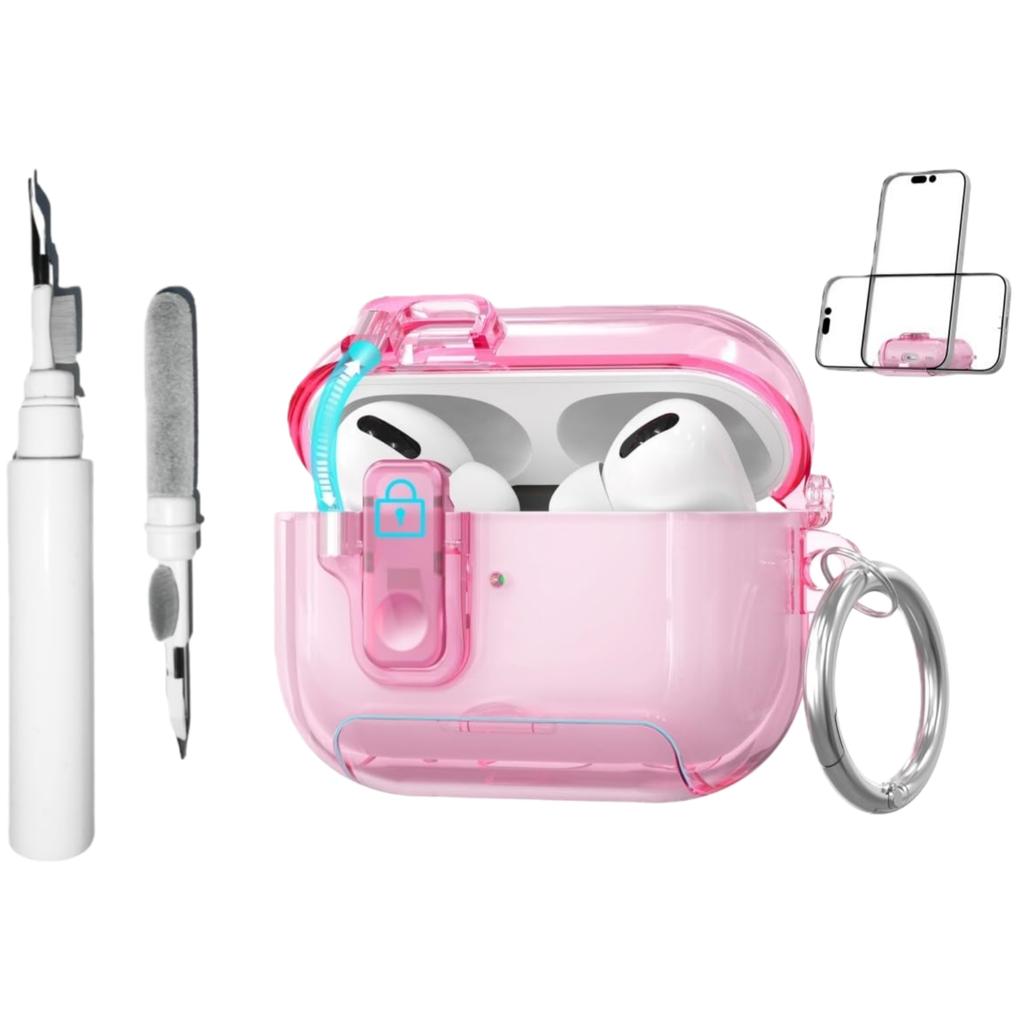 Прозрачный чехол для AirPods Pro 3, чехол-подставка для телефона с предохранителем, конструкция крышки с автоматическим открыванием, с крышкой для чистящего карандаша для AirPods Pro 3