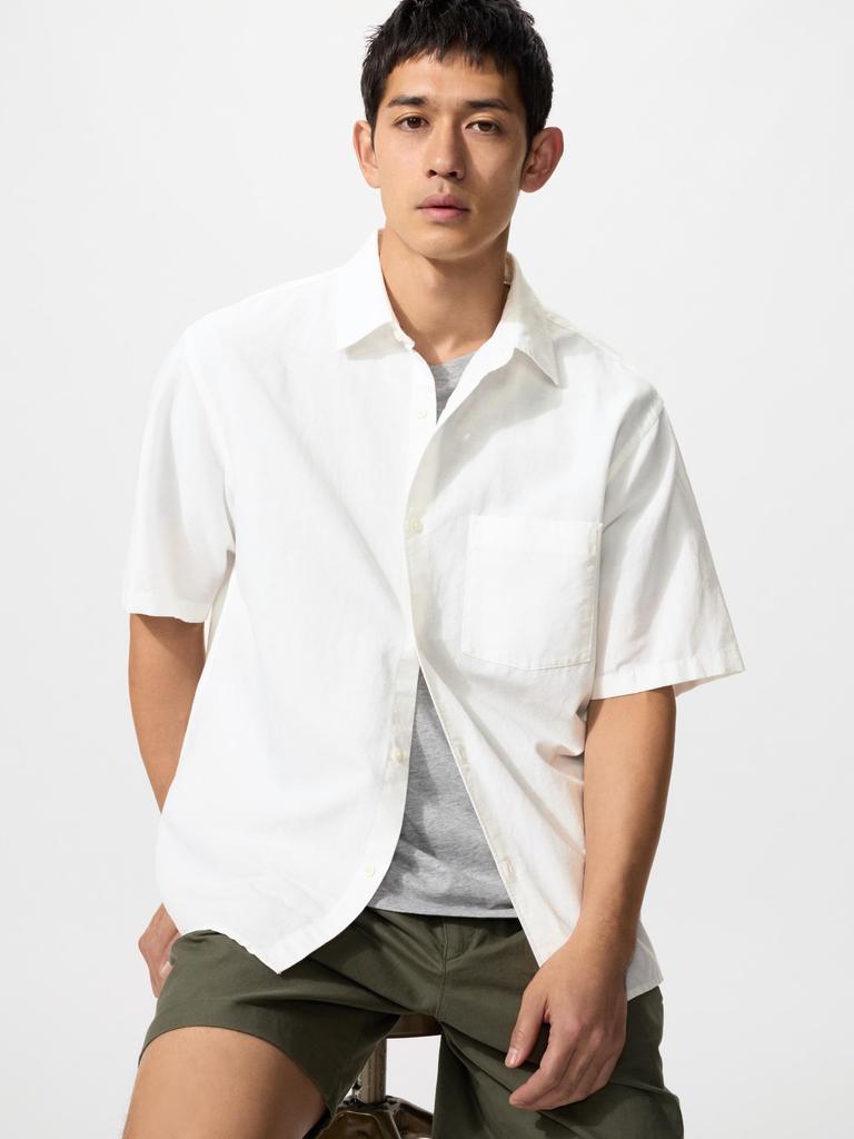 Uniqlo Японская хлопково-льняная рубашка