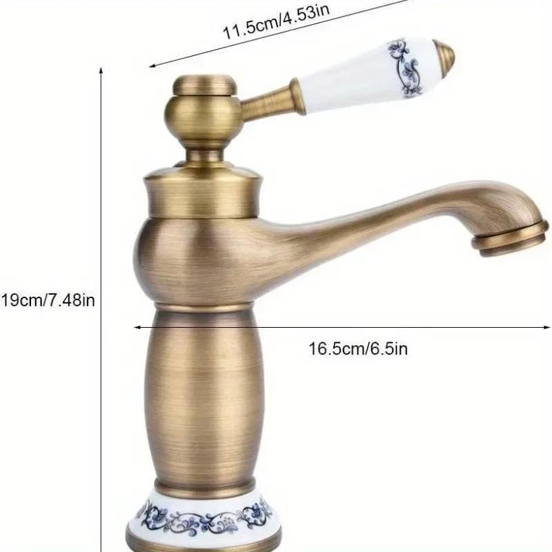 Ретро латунный смеситель для раковины Подходит для дома, кухни, медный, с ручкой для холодной воды, полезный аксессуар для мытья в ванной, товары для дома