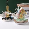 British Bone China Coffee Cup And Saucer Set, Simple Ceramic Coffee Cup Printing Pattern, European Cup And Saucer Souvenir Gift