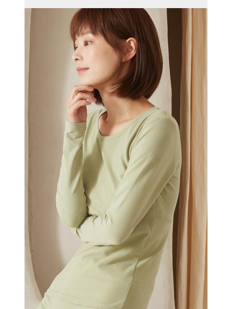 Женский однотонный топ из чистого хлопка с длинными рукавами