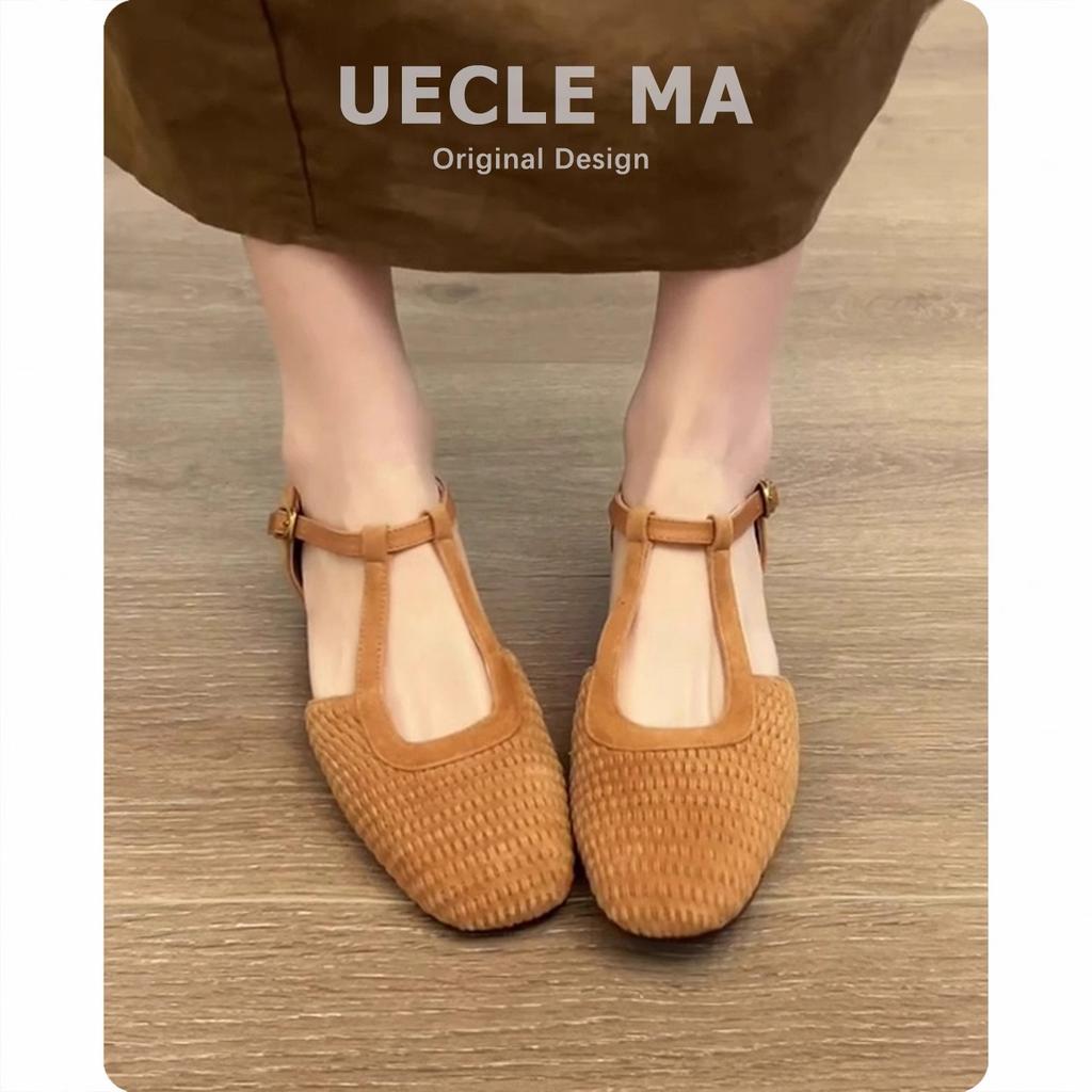 Sheepskin version~ Retro woven beautiful Roman sandals women's skirt hollow Mary Jane thick heel bag head single shoes women
