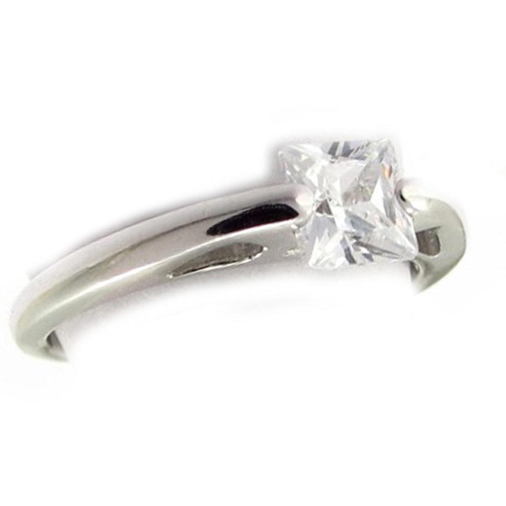 Silver Ring 'Unique' Silvery White (rhodium) - 5x5 Mm