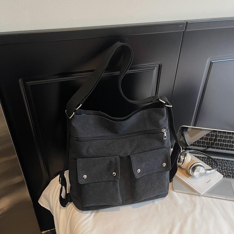 Сумка большой вместимости, Многокарманная одноплечевая сумка, Сумка через плечо, Двухплечевая сумка-тоут женская