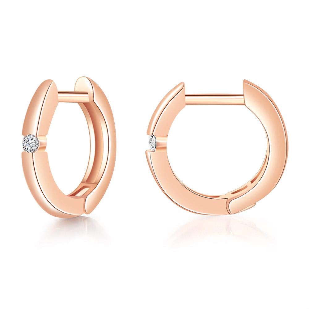 ZHOUYANG Small Hoop Earrings Women Hip Hop Jewelry Circle Round A Zircon Rose Gold Color Men Piercing Ear Clip Wholesale KBE126