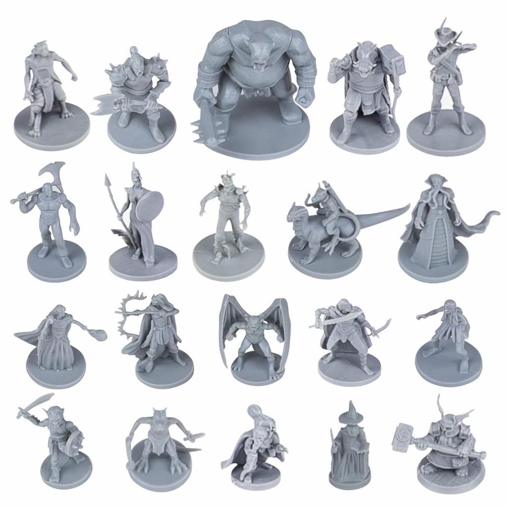 Path Gaming 20-Piece Unpainted Miniature Set – 28mm Fantasy Heroes, Monsters, and NPCs for Dungeons & Dragons & Pathfinder