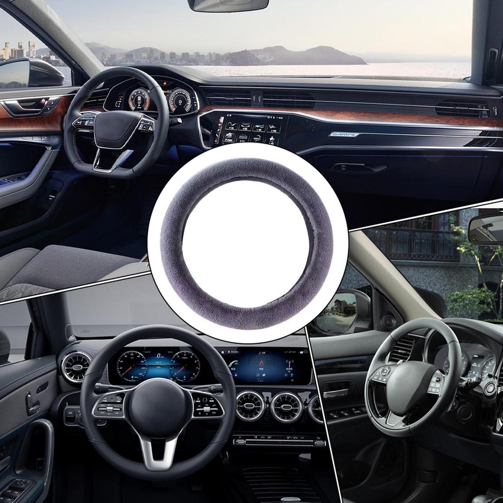 Чехол на руль 10,24 дюйма Плюшевый протектор Мягкий Нескользящий Чехол на руль Для женщин Для девушек Женский Автомобильный Зимний