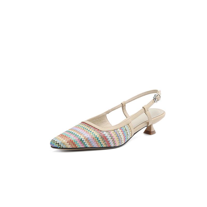 Fashion New Summer Sandals Multicolour Sandals for Women Fashion Square Toe Low Heels Cover Toe Sandals Ladies Shoes Casual Shoes