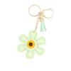 Charm Sunflower Keychain Tassels Flower Bag Pendant Car Keyring PU Leather Key Ring  Men