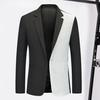 Men Suit Coat Lapel Notch Collar Single Button Long Sleeves Contrast Color Slim Fit Straight Anti-wrinkle Formal Business Men Jacket