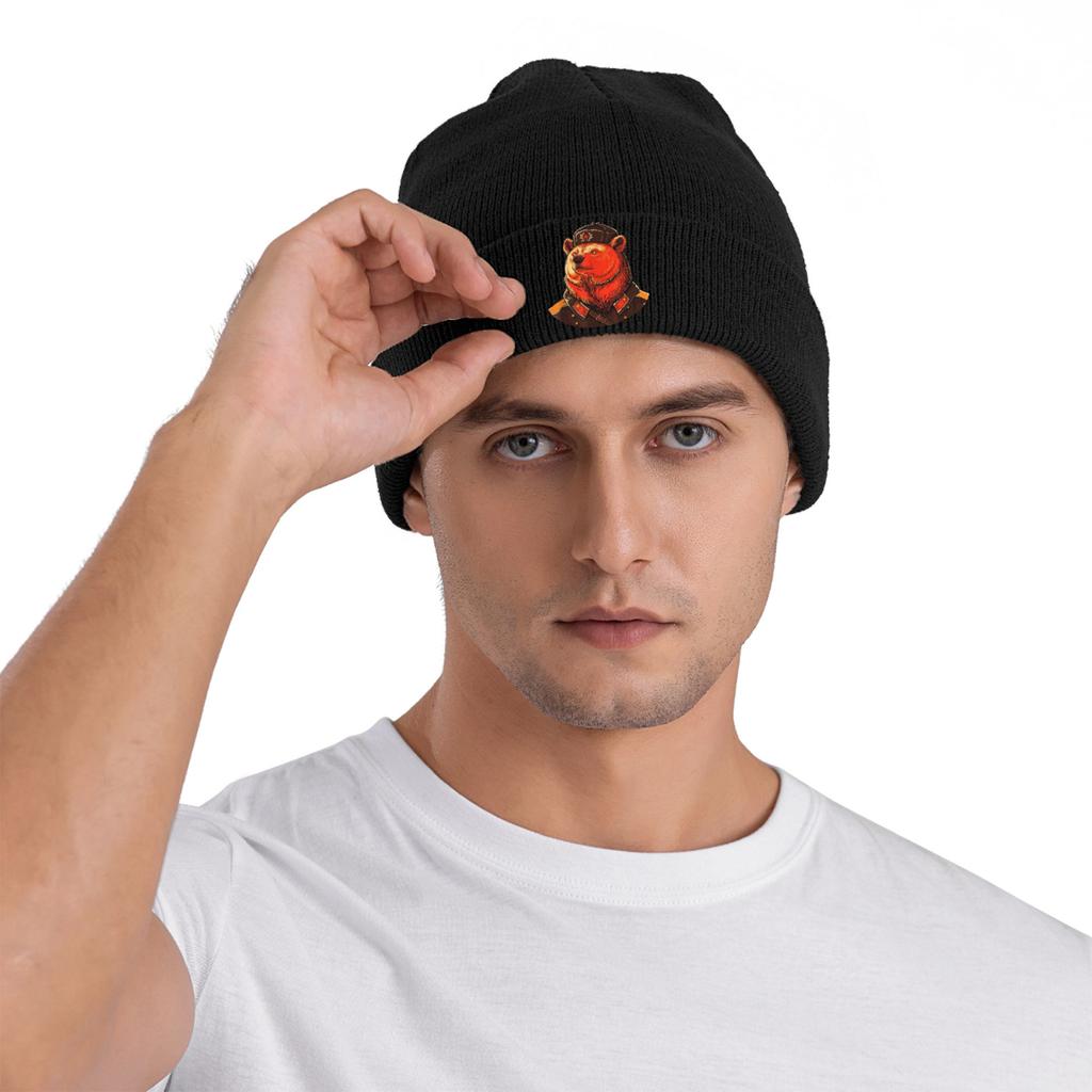 Bear Communist Soviet Union USSR Knitted Hat  Y2K Cool Caps Men Women Outdoor Beanie Hats Autumn Custom Elastic Bonnet Hats