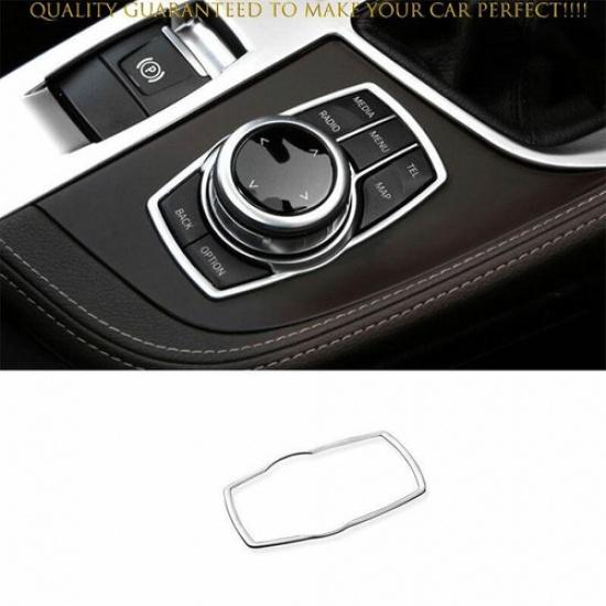 For BMW X1 2016-2022 Silver Titanium Console Multimedia Knob Button Frame Trim