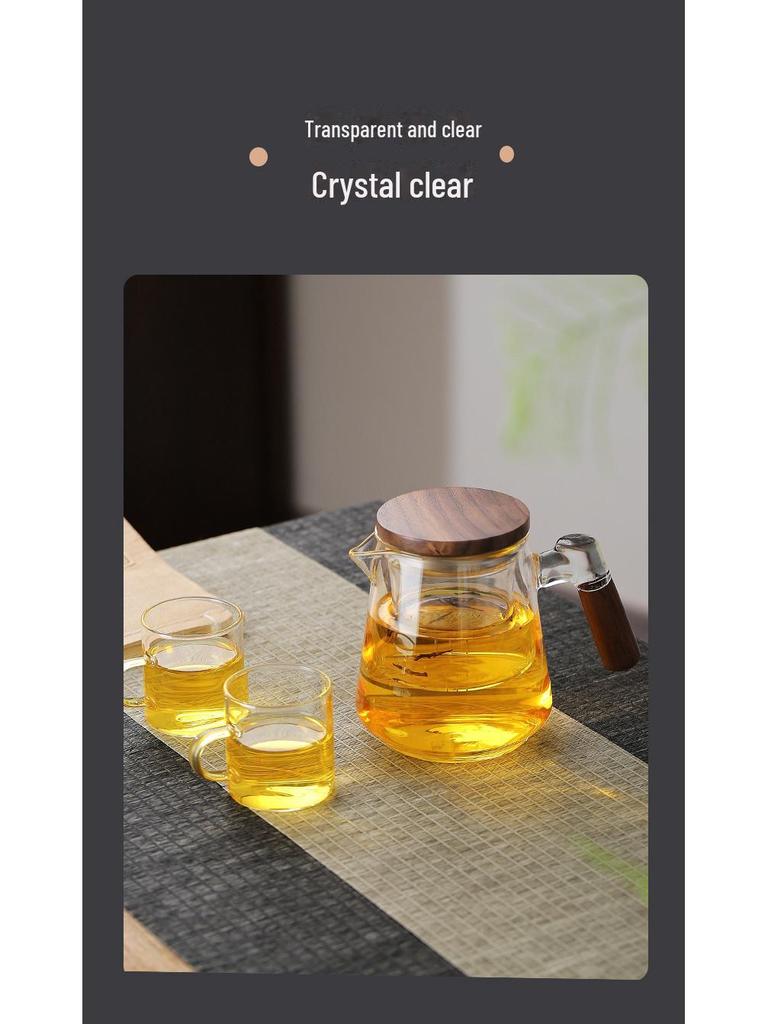 Стеклянный чайник с фильтром и боковой ручкой, устойчивый к высоким температурам, для использования в офисе или заваривания цветочного чая