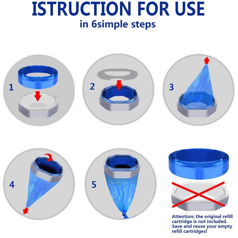 12 шт. Мешки-наполнители для подгузников Bady для Tommee Tippee для Twist & click для ведер для подгузников Sangenic, разлагаемый мешок для мусора, сменный мешок