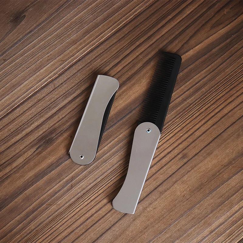 1pc Foldable Anti Static Pocket Steel Comb Men's Oil Head Travel-friendly Beard Comb Foldable Styling Tool Special for Real Hair Wigs